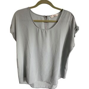 Olive + Oak‎ Womens Top Blouse Blue Short Sleeve Relaxed Fit XL Extra Large